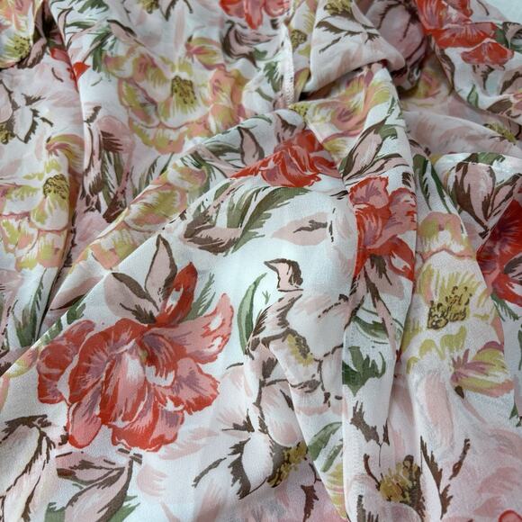 WAYF Floral Chiffon Ruffle Cutout Maxi Dress Romatic Tiered Pink Fairy Whimsy Sm - Picture 14 of 16